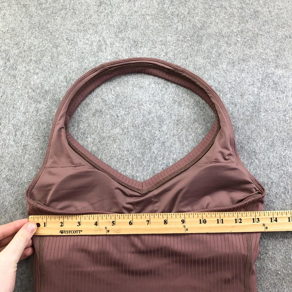 Vuori Tank Top Womens Small Brown Ribbed Cropped V Neck Athletic Yoga - Picture 7 of 9